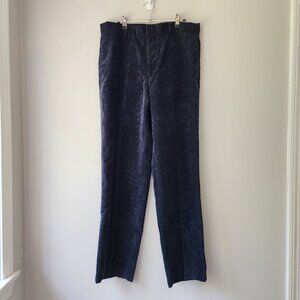 GREG NORMAN Flat Front Corduroy Slacks | 34 x 32 | Navy Blue Dress Pants NEW